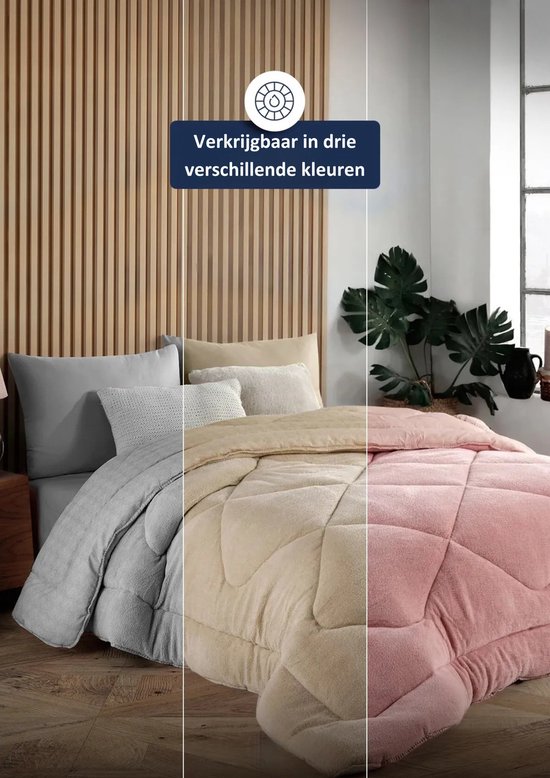 FamHarbor Dekbed, 240 x 260 cm, beige, met bloemenprint voor 2 personen