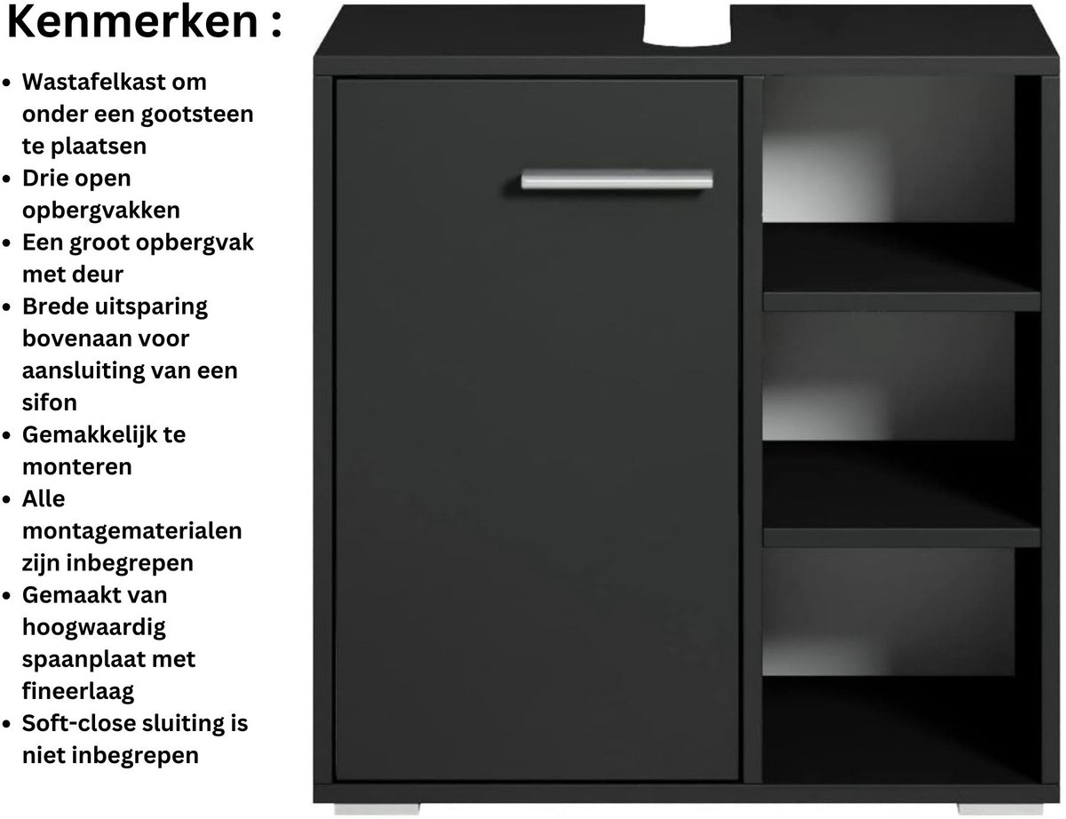 VELTRR® Wastafelonderkasten - Badkamerkast - Wastafelmeubel