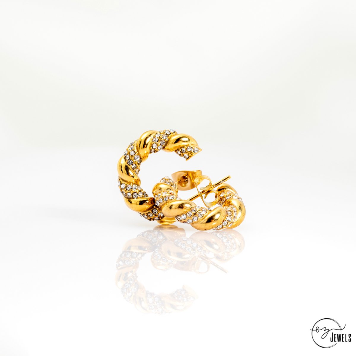 OZ Jewels – Zirkonia Hoepel Oorbellen – 18K Verguld – Vrouwen