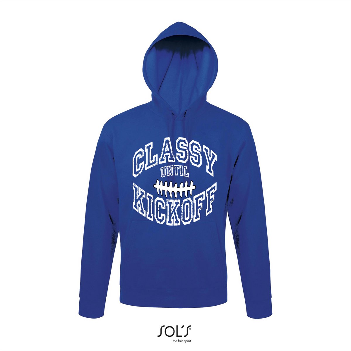 Hoodie 3-161 Classy until Kickoff - Blauw, L