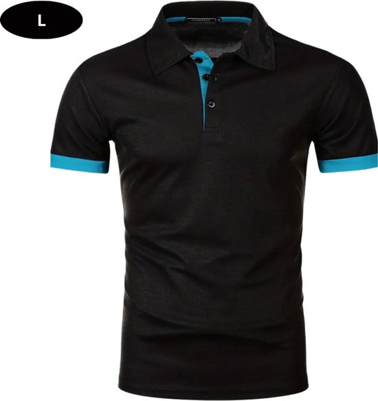 Polo de Golf Livano pour homme - T-shirt - Vêtements de golf - Accessoires de vêtements pour bébé de Golf - Polo - Zwart et Blauw - Taille L