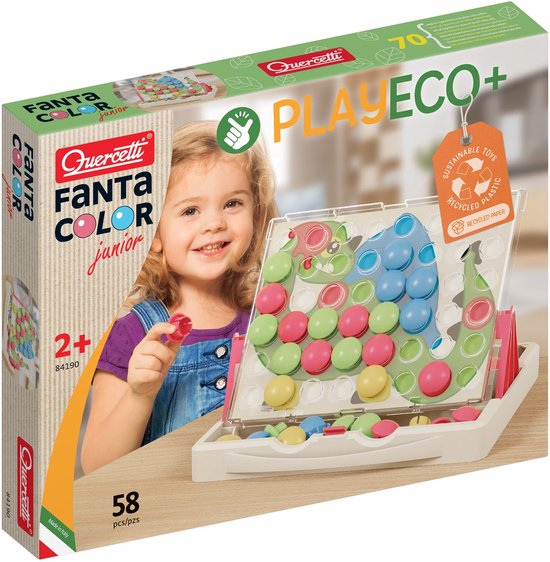 Quercetti Play Eco+ FantaColor Insteek Mozaïek Junior (58-Delig) van "Quercetti" — afbeelding 2