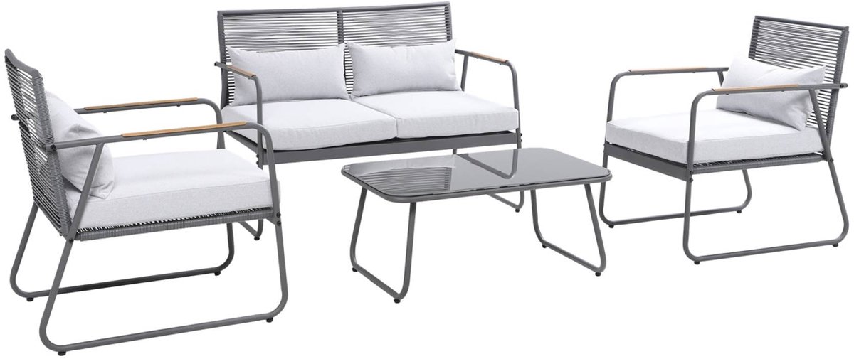 Moderne stalen tuinset Foggia voor 4 personen van Sweeek.