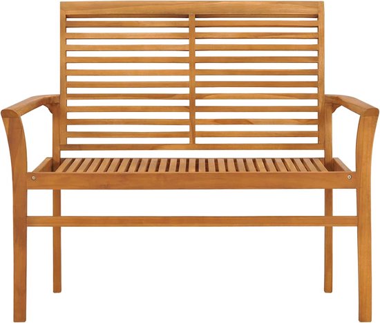 The Living Store Banc de jardin en teck - 112 x 55 x 94 cm - kussen beige