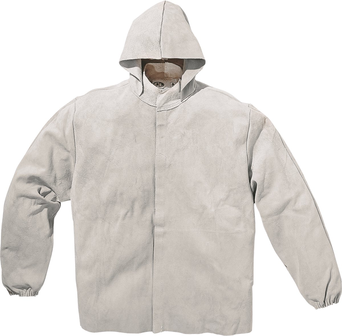 SIR SAFETY LEATHER Stof Werkjas HEREN Veiligheidsjas Lichtgrijs - EN ISO 11611 Klasse 2 - Splitleer 1mm - Afneembare Capuchon