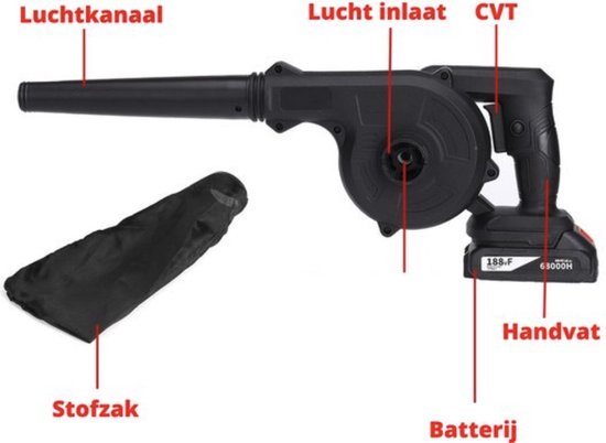 Bolt Edge Elektrische Bladblazer - 3-in-1 - Bladzuiger en blazer - Opvouwbaar - Inclusief accu van Merkloos	 — afbeelding 2