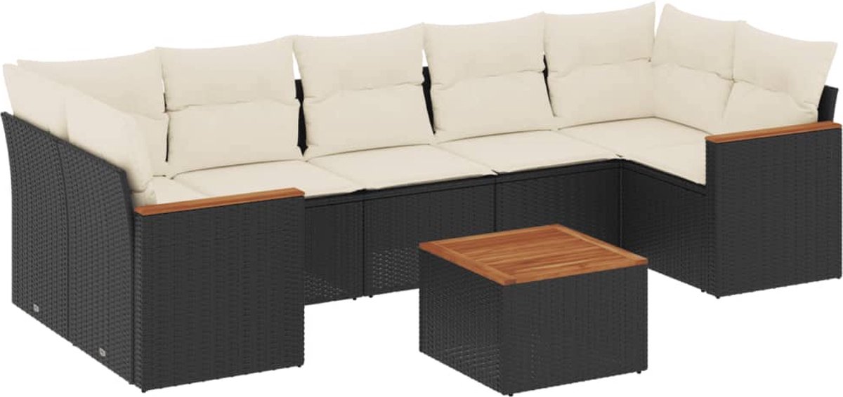 The Living Store 8-delige Loungeset met kussens poly rattan zwart - Loungeset - Tuinlounge - Lounge Set - Outdoor Furniture - Garden Furniture The Living Store 8-delige Loungeset met kussens poly rattan zwart - Loungeset - Tuinlounge - Lounge Set - Outdoor Furniture - Garden Furniture - Afbeelding 1