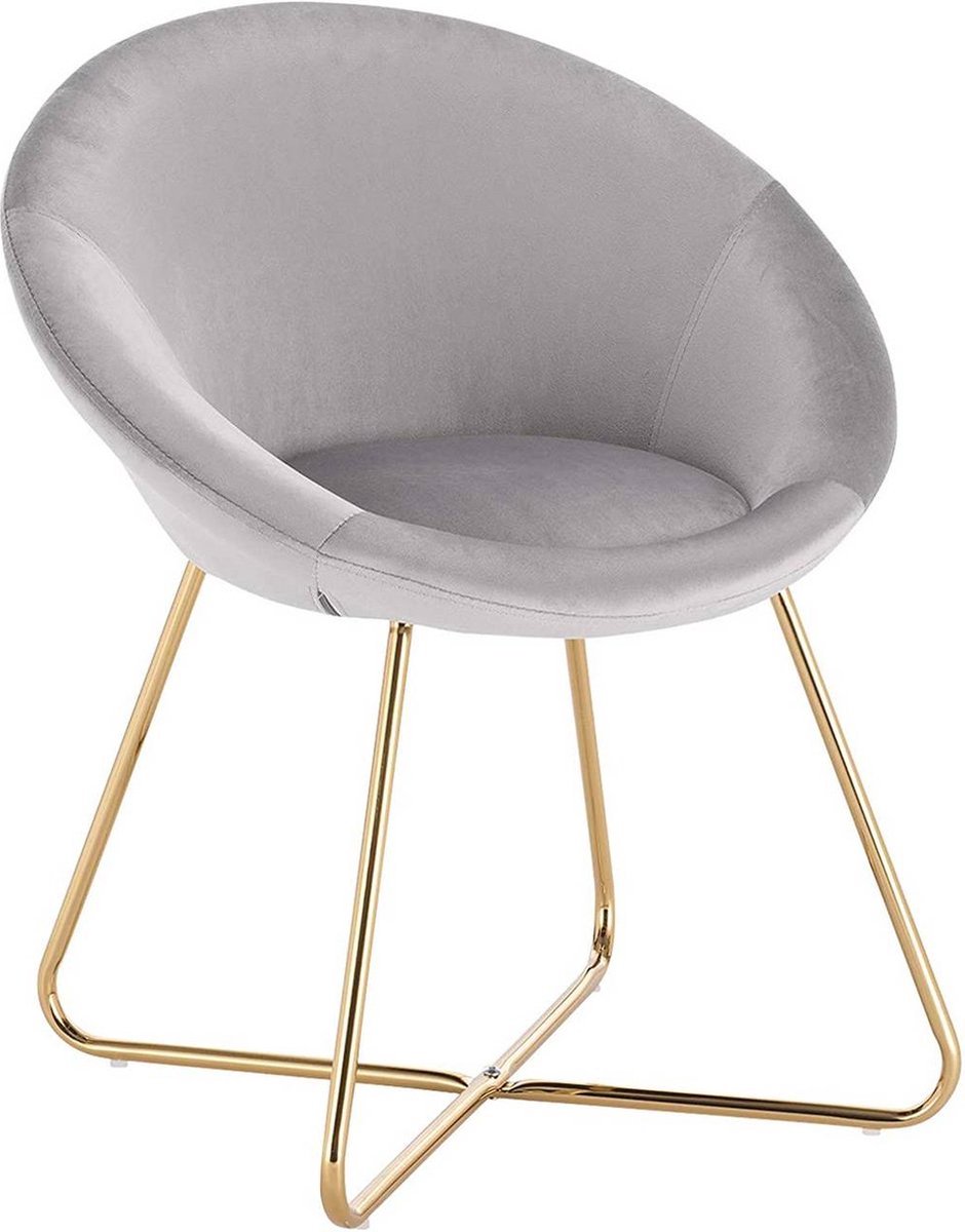 Bolt Edge Bezoekersstoel - Lichtgrijs Velvet - Metalen Poten - Zithoogte 44cm - Set van 1