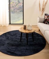 Tapis viscose rond - Glamour bleu marine 160 cm rond