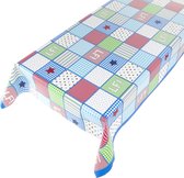 Tafelzeil LIEF! Patchwork -  140 x 600 cm - Blauw tafellaken - Tafelkleed plastic - Voor buiten en binnen - Verschillende maten - Geleverd in een koker