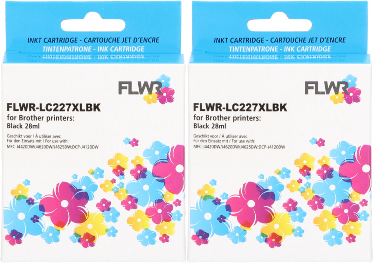 FLWR - Inktcartridge / LC-227BK XL / 2-pack Zwart - Geschikt voor Brother
