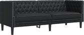 vidaXL Chesterfield 3 places en similicuir noir - Canapé Chesterfield - Canapés Chesterfield - Canapés 3 places - Canapés 3 places