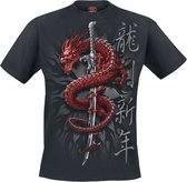 T-shirt Spiral pour homme - L - ORIENTAL DRAGON Zwart