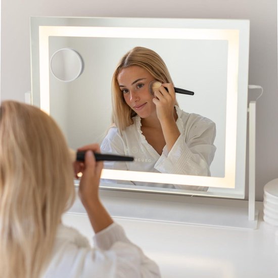 Flamingueo Hollywood Spiegel Make Up Met Licht 15 LED, Vanity Mirror 3 Modi Touch Control Led Spiegel Tafelspiegel Mirror Goud 832337667