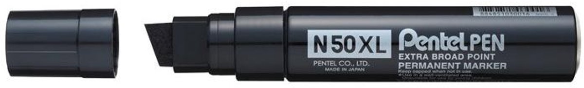 Pentel N50XL permanente marker Beitelvormige punt Zwart 6 stuk(s)