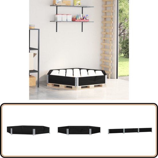 Foto: Vidaxl plantenbak zeshoekig grenenhout zwart pallet rand houten pallet pallet box palet accessoires opslagoplossing