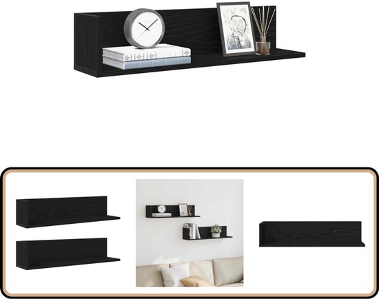 Wandschappen 4 st 100x9x3 cm zwart Wandschappen 4 st 100x9x3 cm zwart