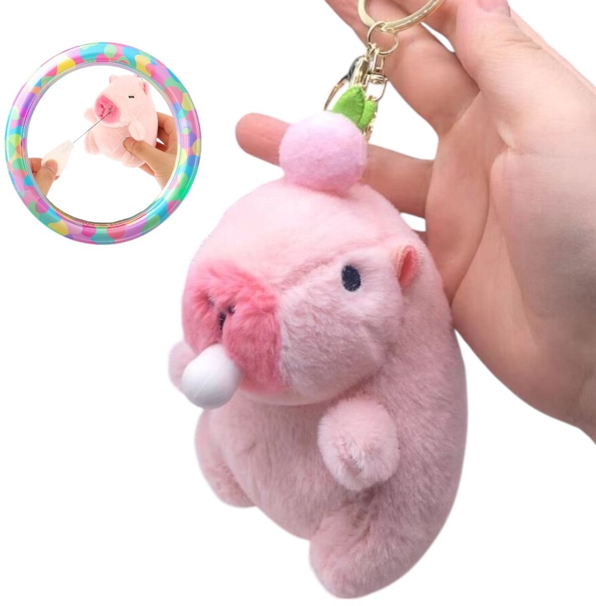 Klikkopers® - Capybara Knuffel - Sleutelhanger - 12CM - Capibara Knuffel - Kawaii Knuffel - Kawaii Sleutelhanger ROZE