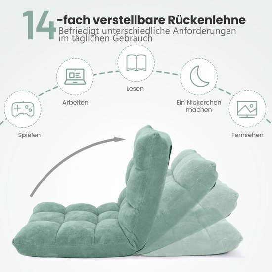 Opvouwbare vloerstoel - Vijf standen - Verstelbare kunstsuède gewatteerde zitbank Opvouwbare vloerstoel - Vijf standen - Verstelbare kunstsuède gewatteerde zitbank