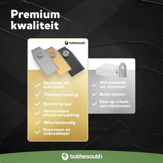 Lames de tondeuse robot universelles To the South® adaptées aux modèles Gardena, Husqvarna, McCulloch, Yard Force, Segway, Garden Feelings, Cramer, ECOVACS, Ferrex et Florabest - Revêtement noir - 30 pièces
