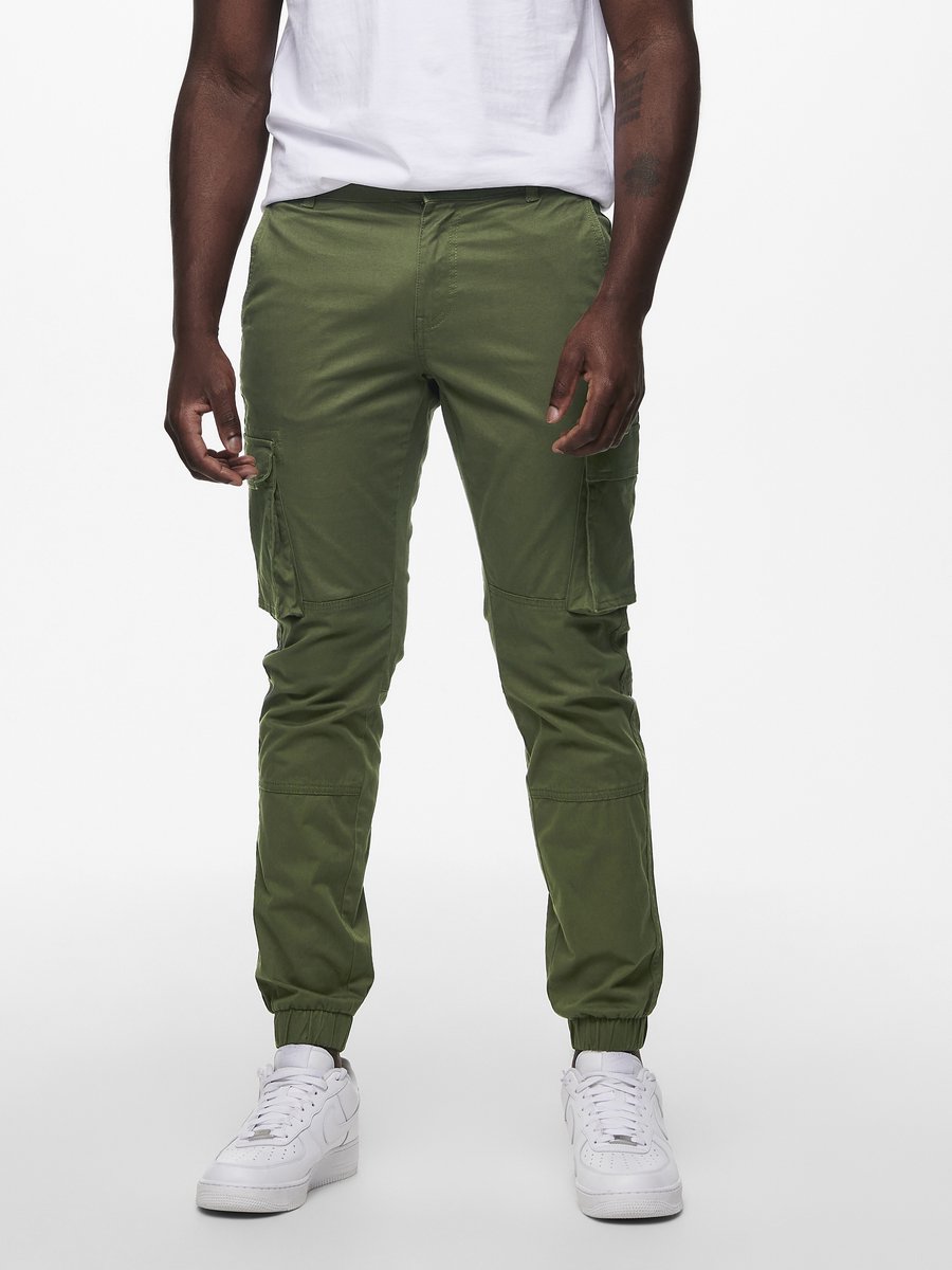 Only & Sons Broek Onscam Stage Cargo Cuff Pk 6687 Noo 22016687 Olive Night Mannen Maat - W38 X L32