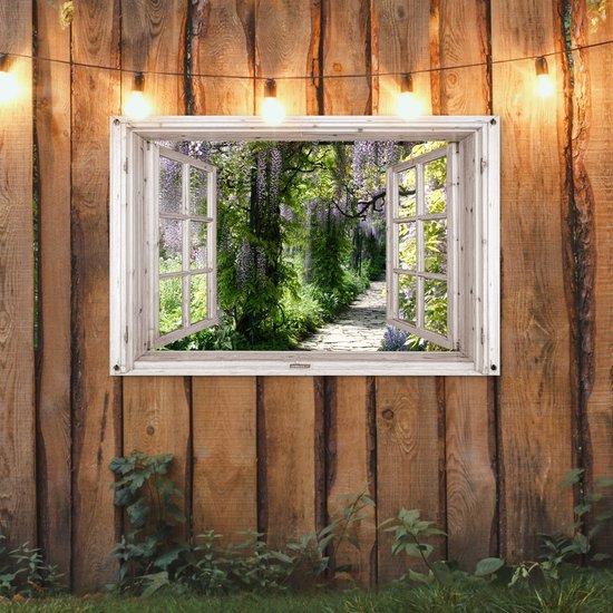 Affiche de jardin Wisteria - Fleurs - Transparentes - Arbre - Printemps - 120x80 cm - Toile de jardin