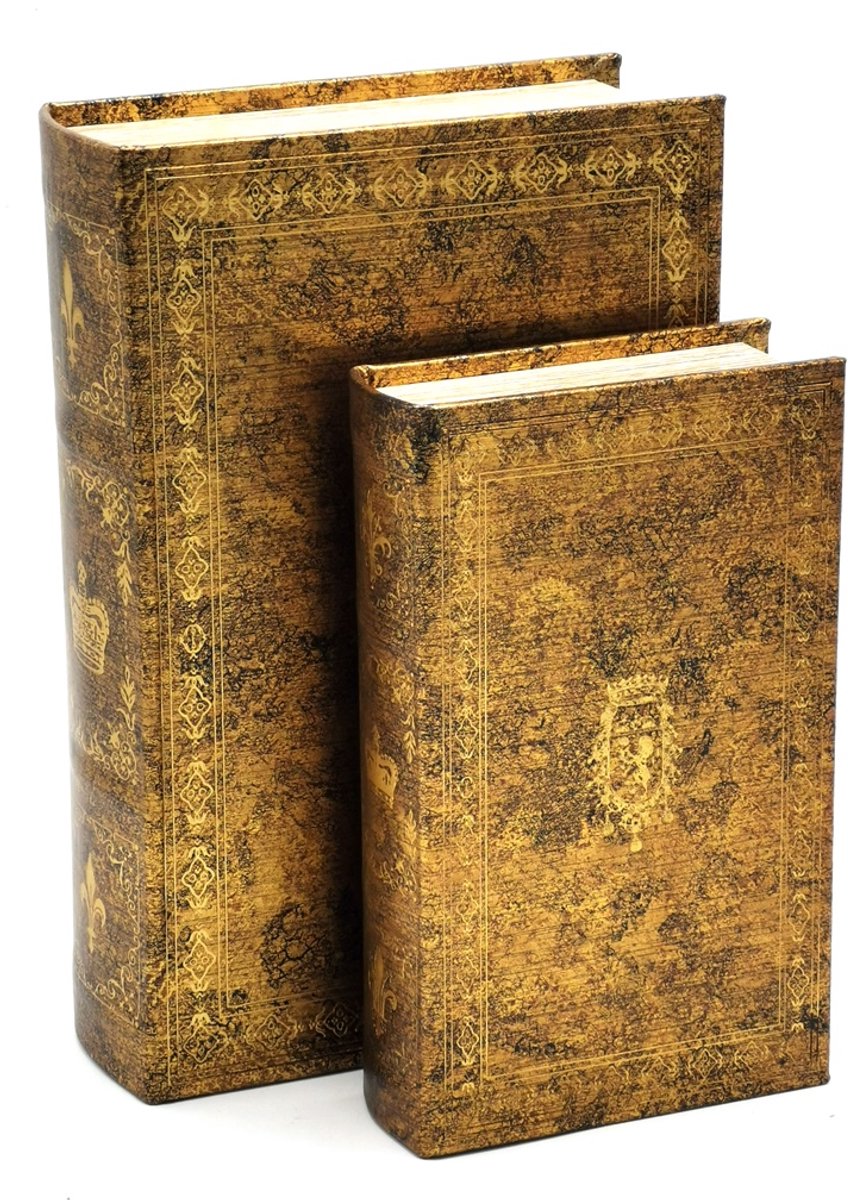 Boutique Trukado - Opbergdoos boek - Antiek Goud met Wapenschild - Opbergboeken set - opbergboek - Wapenschild