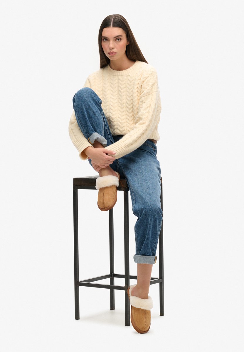 Superdry Suède Mule pantoffels Dames Schoenen Tan
