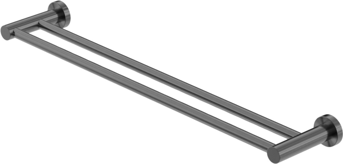 Owen & Finch Handdoekrek Dubbel 80 cm – Gun Metal – Luxe Wandmodel – RVS PVD Afwerking – Badkamer Accessoire