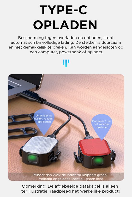 VividGear USB oplaadbare fietsverlichting - LED fietslamp set - IPX65 — afbeelding 4