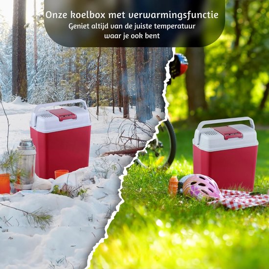 Elektrische Koelbox - 20 Liter Koelbox Elektrisch 12V 230 Volt - Koelbox Auto - Coolbox Met Verwarmingsfunctie en Lichtgewicht - Koelt & Verwarmt - Mini Koelkast - Rood van Merkloos — afbeelding 4