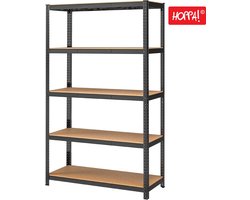 Hoppa! - Magazijnstelling - Opbergrek - 121x60x201 cm - Zwart