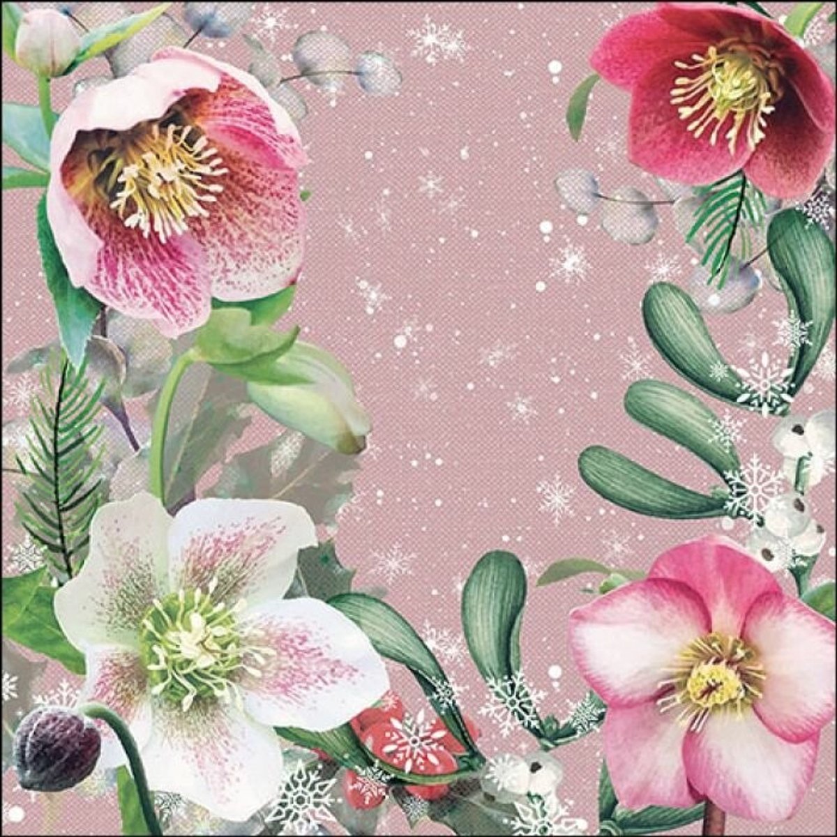 Ambiente - Cocktail servetten - Helleborus Orientalis Rose