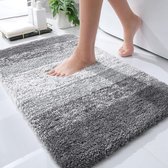 BOTC Badmat - Antislip - 75x50cm - Absorberende Badmat - Douchemat - Toiletmat - Grijs/Wit