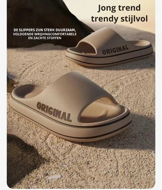 Slip femme - Dias de plage - Couleur unie - Semelle épaisse homme - Salle de bain intérieure - Chaussures pour femmes antidérapantes - Sandales pour femmes d'été pour couple - Taille : 38-39 - Kaki