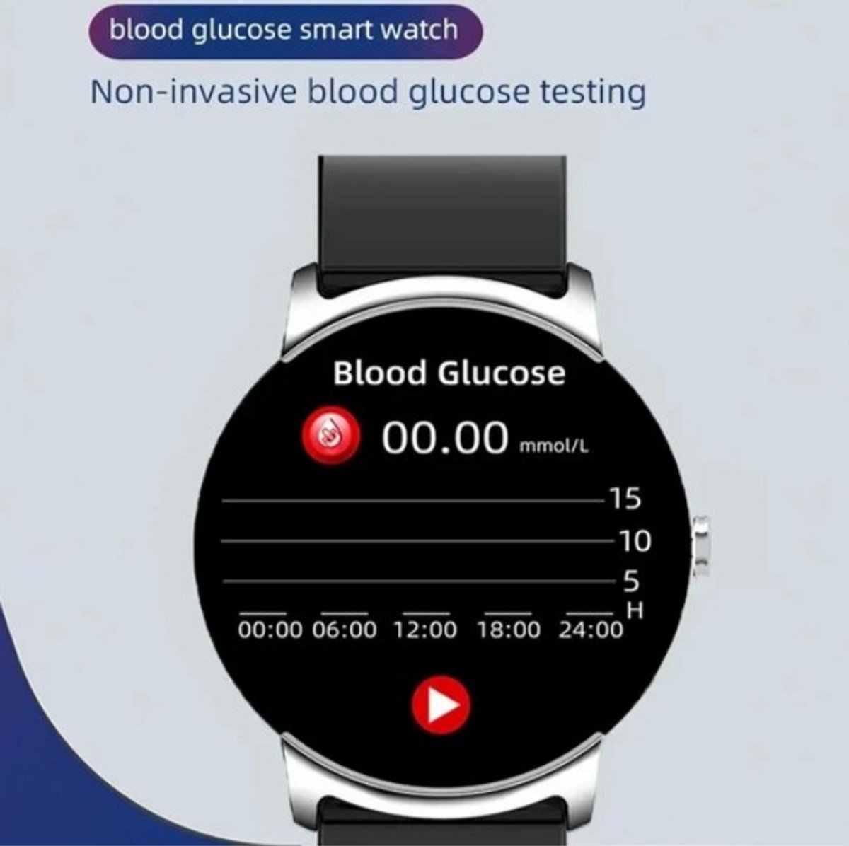 Afbeelding 3 van Bloedglucose Meter Smartwatch - Bloeddruk, Hartslag Monitoring & Pijnloze Bloedsuiker Meting - Waterdichte Sport Smart Armband voor Suikergehalte, Glucosecontrole, Gezondheidsmonitor, Diabetes Tracker, Sporthorloge
