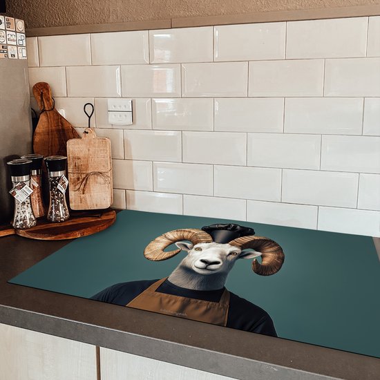 KitchenYeah® Protection plaque induction 85x52 cm - Bélier - Cornes - Vêtements de cuisine - Protege plaque de cuisson - Couvre plaque induction - Protecteur d'induction - Cuisine