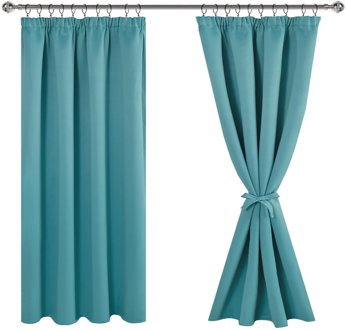 Unyqoos ® Stijlvolle Ongeëvenaarde Verduisteringsgordijnen voor Woon- en Slaapkamer, Set van 2, Turquoise turkoois