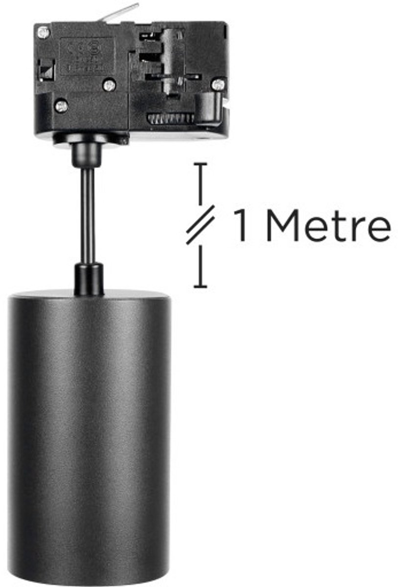 Integral 3-Fase Rail Hanglamp Zwart Ø5.6cm voor 1x GU10 LED lamp (niet inbegrepen) | GU10