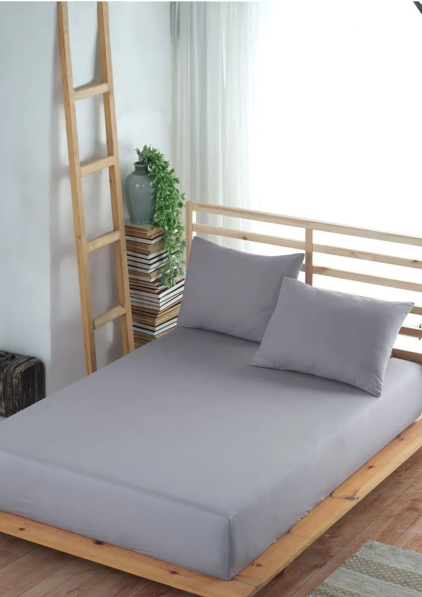 Hoeslaken - 100% Ranforce Katoen - 90x200 cm - Grijs - Zacht - Ademend & Hypoallergeen - Elastische Hoeken tot 35 cm - Perfecte Pasvorm - De Linde Home