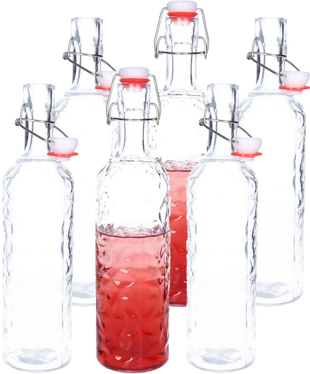 Alessandro Beugelfles/weckfles - 6x - glas - transparant - luchtdicht - 1,1 liter