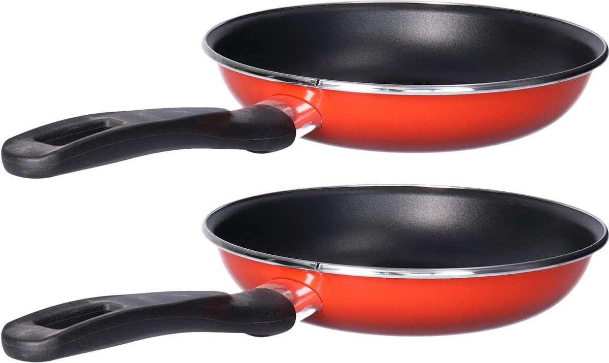 Set van 2x stuks aluminium professionele rode koekenpan Merida met anti-aanbak laag 26 cm - Hapjespannen