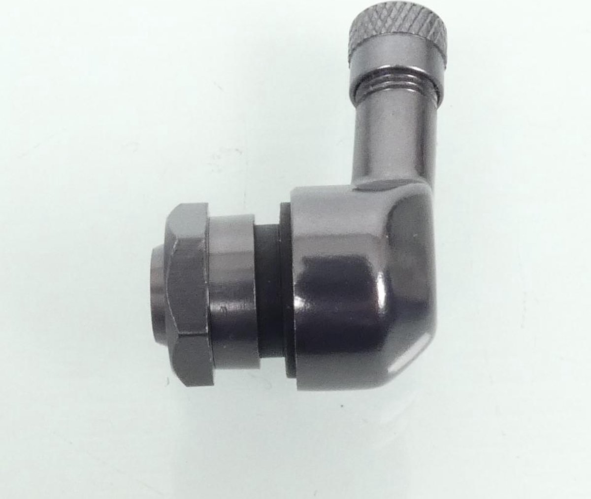 Valve alu Ø11.3mm à visser coudée 90° Biketek gun metal pour moto scooter Neuf