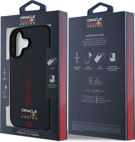 Red Bull Racing iPhone 16 Backcover hoesje Magsafe - Carbon Fiber - Powerbar - Zwart van Red Bull Racing — afbeelding 5