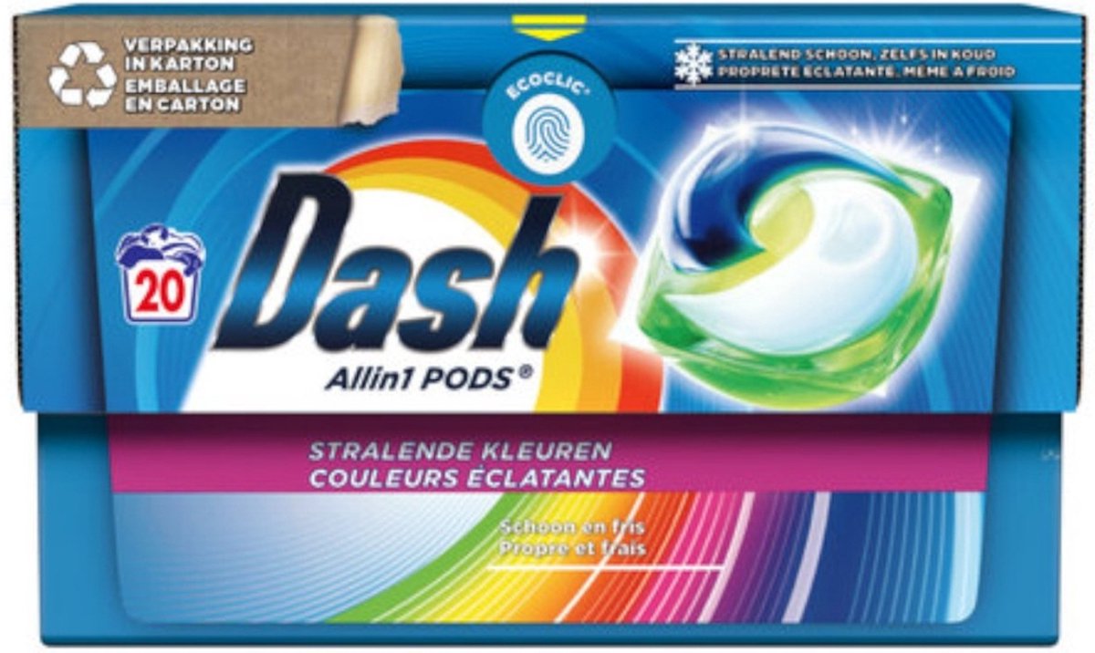 Goedkoopste Dash - Stralende Kleuren - Wasmiddel Capsules - All-in-1 Pods - Gekleurde Was - 20 Wasbeurten
