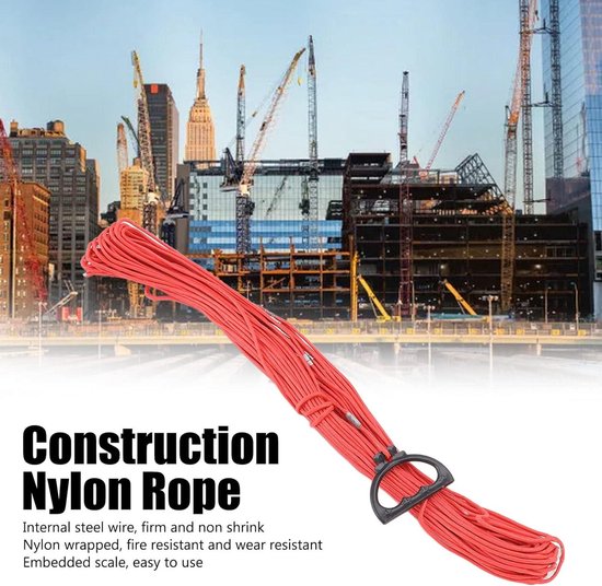 Nylon Touw, Industriële Schaal Meettouw Meten Metselwerk Touw String Lijn voor Bouw Waslijnen Diverse Buitensporten (100 m/3937 inch