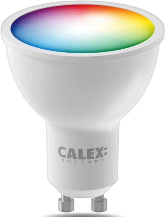 Calex GU10 slimme LED lamp met veelkleurige lichtweergave.