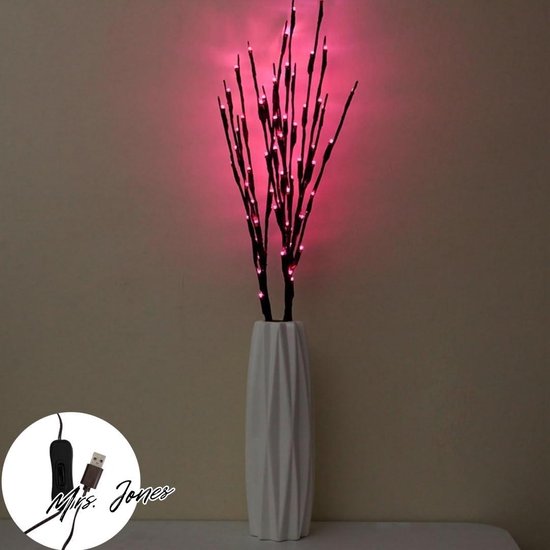 Mrs. Jones 77 cm 6 120 led-bolletjes takje lamp USB werkend led-lampje willow vaas vuller voor kerst home party decoratie binnen en buiten .