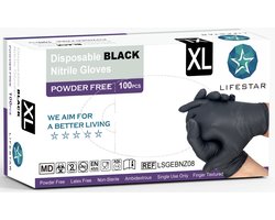 Handschoenen Nitril Poedervrij Zwart XL - 100 stuks