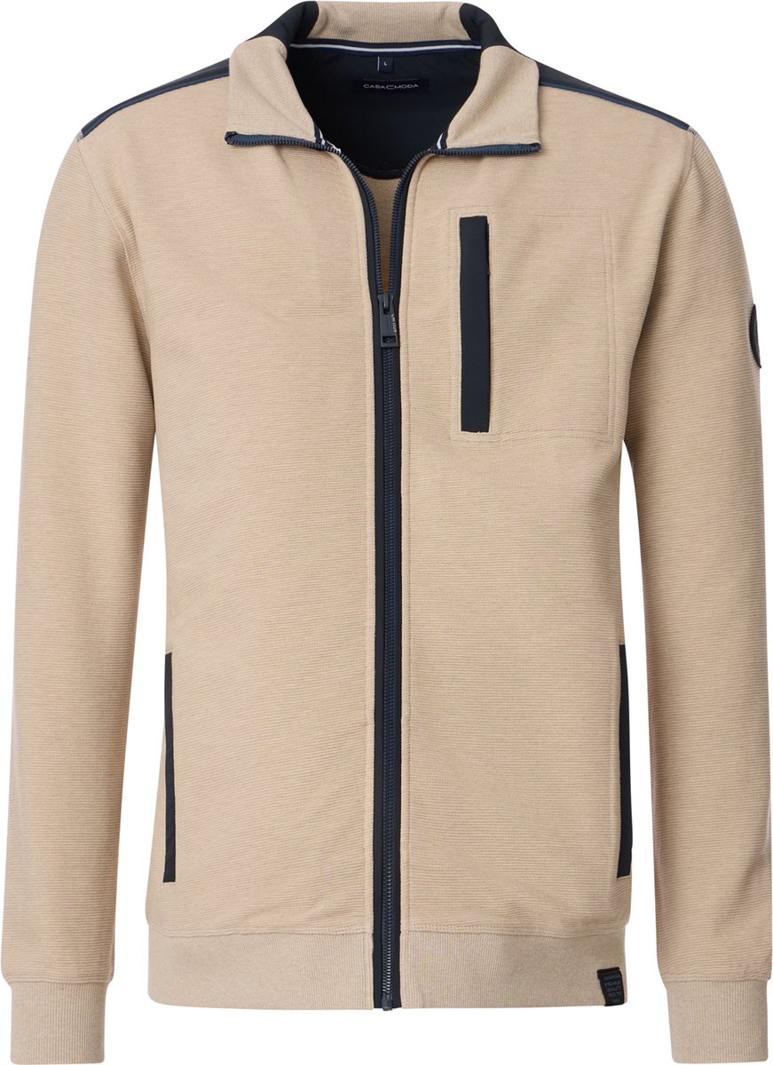 Casa Moda - Sweatvest - Heren - XL - Beige - Katoen - 444303500
